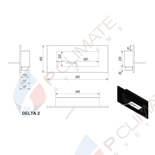 Биокамин Kratki DELTA 2 TUV (400*900)