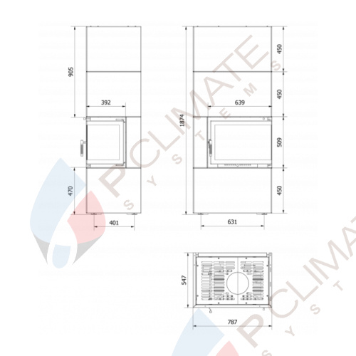 Каминокомплект SIMPLE Box белый с топкой BS, правый угол