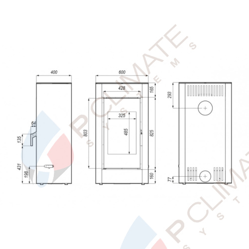 Печь DEFRO HOME SOLUM, 9кВт, красная сталь