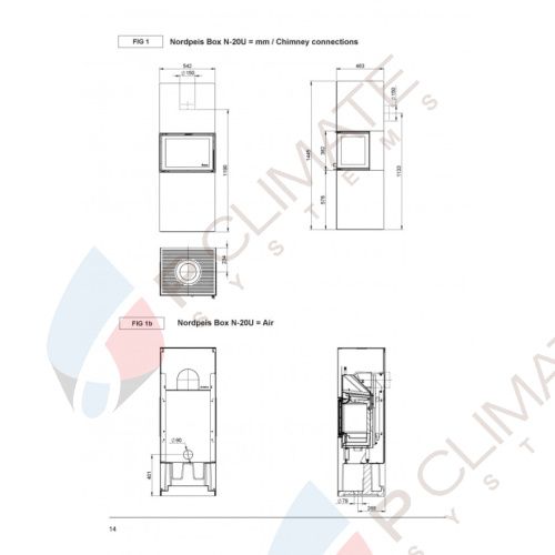 Печь-камин Nordpeis Box Black + топка N-20U