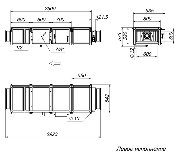 Габаритные и присоединительные размеры Breezart 1000 Lux PTC