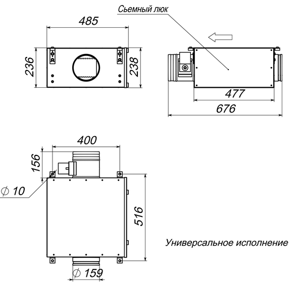 Габаритные и присоединительные размеры Breezart 1000 Lux PTC